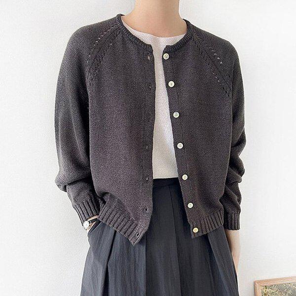 （KN）韓紙透かし編みニットカーディガン 春ニットカーディガン