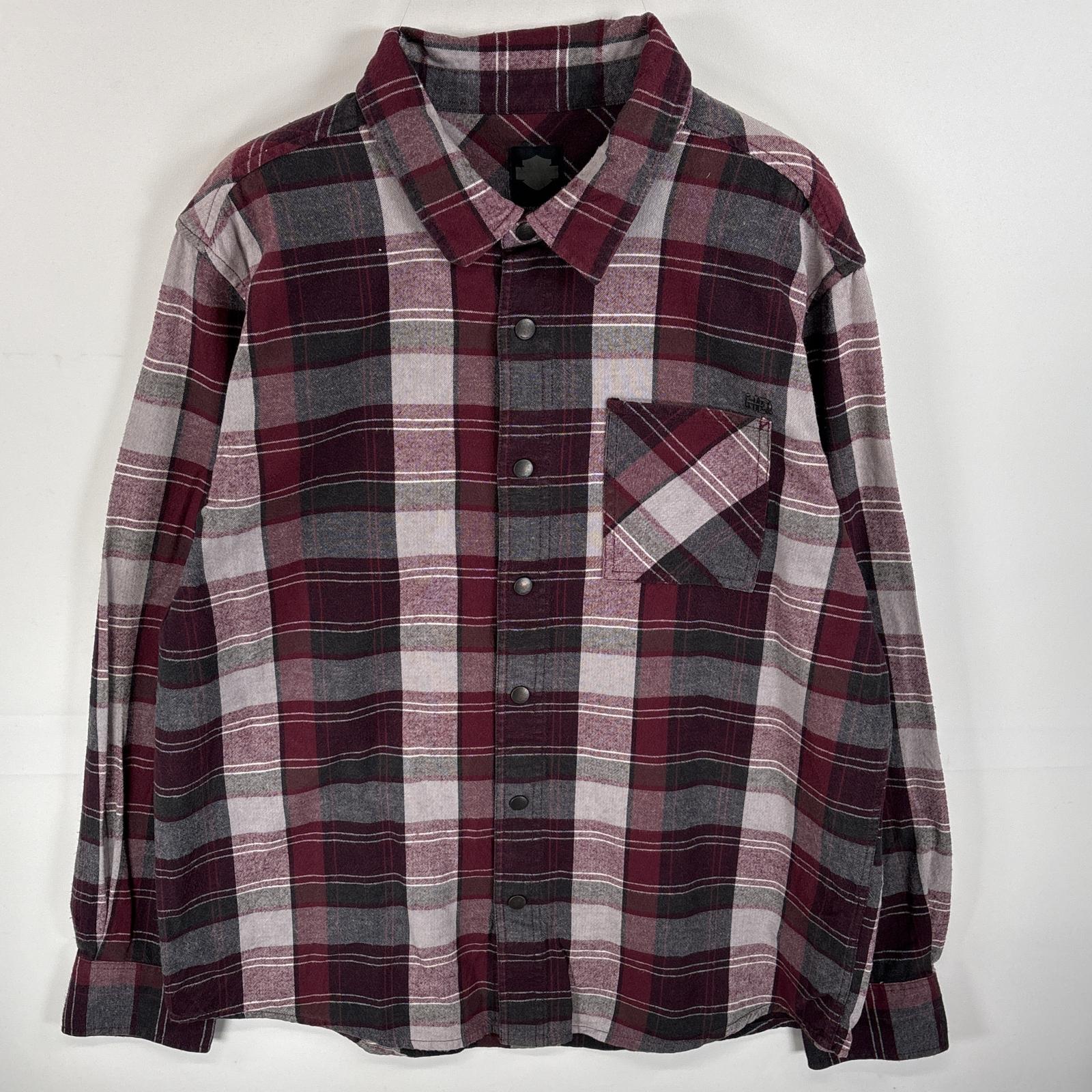 古着 長袖シャツ スナップボタン 胸ポケ ワンポイント ロゴ XL レッド系 チェック メンズ 6,314円