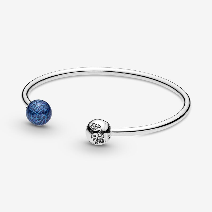 パンドラSilver -blue double -colored earth opening bracelet 599223C01