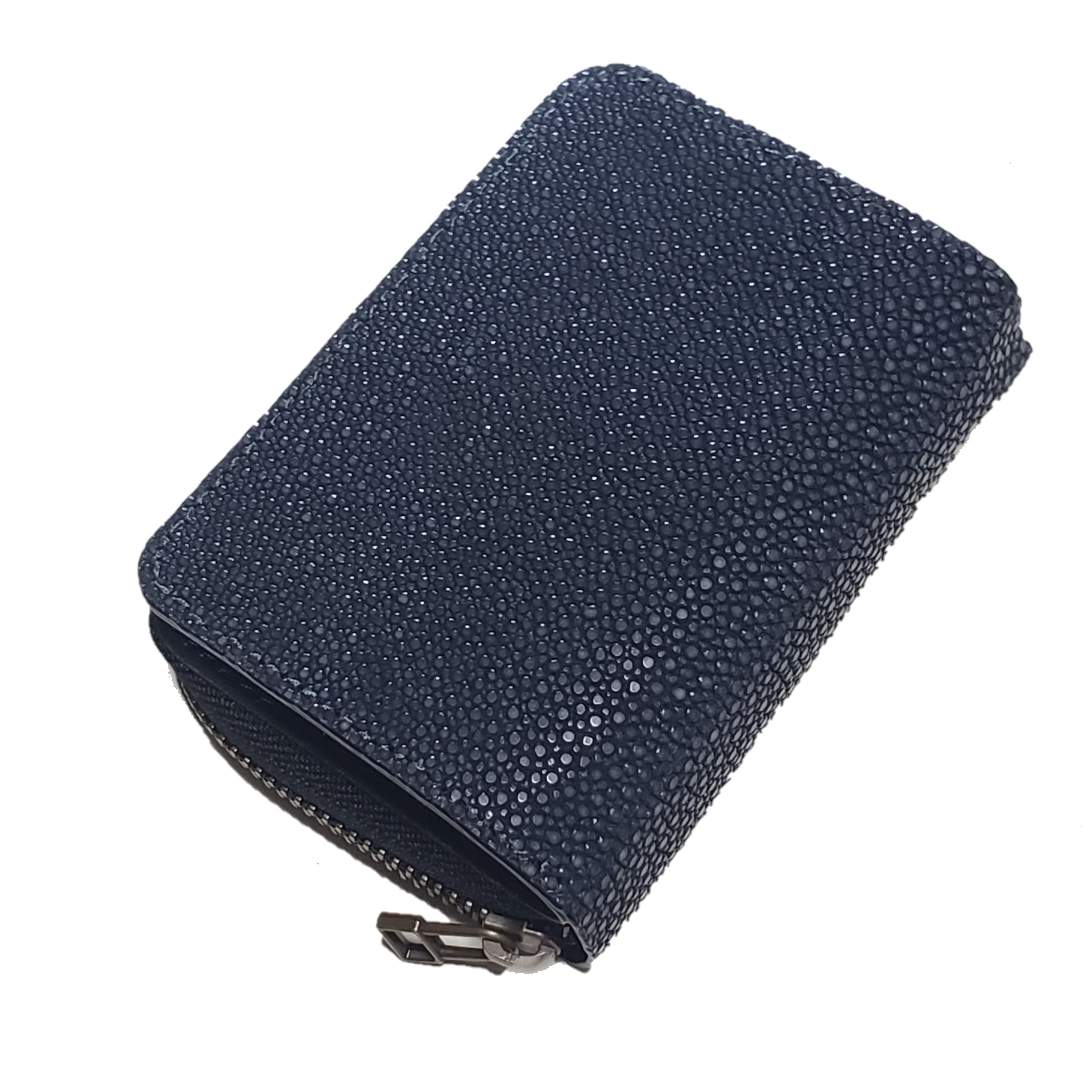 泳ぐ宝石 エイ革 ガルーシャ レディースメンズ ミニ財布 ポリッシュ ネイビー