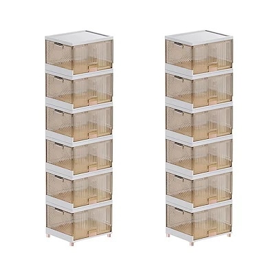 【国内即日発送】【2個セット】収納ボックス 6段 組み合わせ自由 前開き 折りたたみ シューズボックス 衣装ケース 大容量 押し入れ収納ケース クリアボックス 蓋付き おもちゃ 衣折り畳み おしゃれ