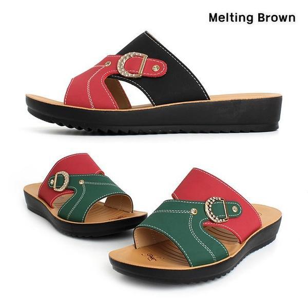 女性用デイリーキュービックバックルスリッパ 3cm