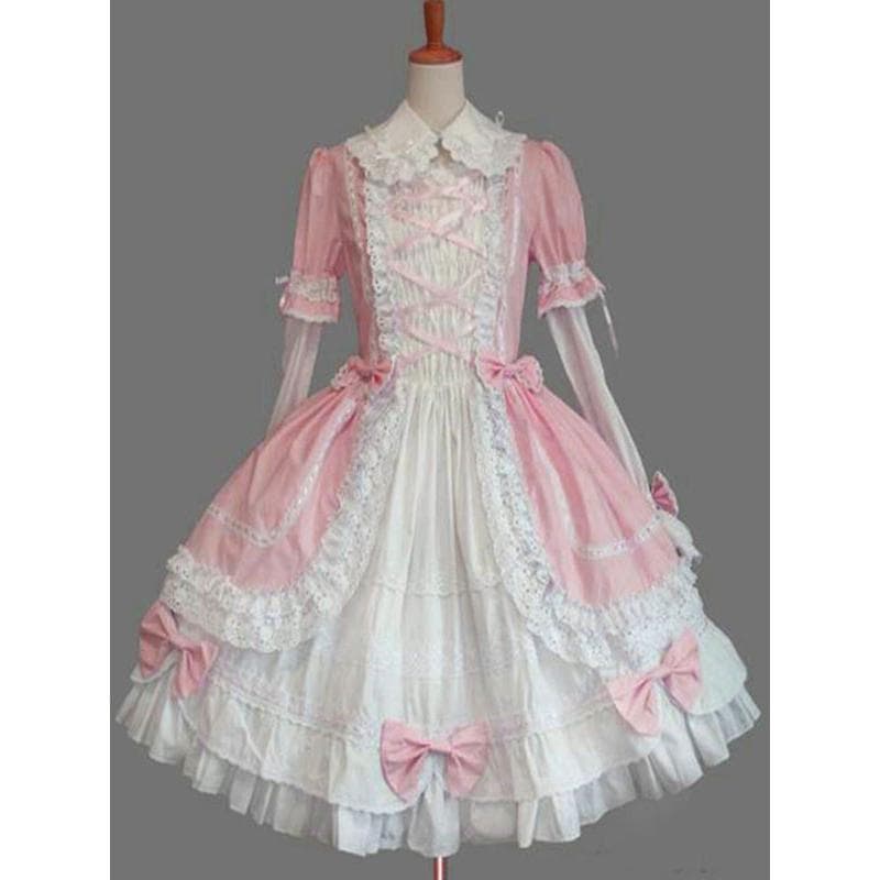 クラシックロリータOPドレスピンクフリルロリータワンピースドレス-561