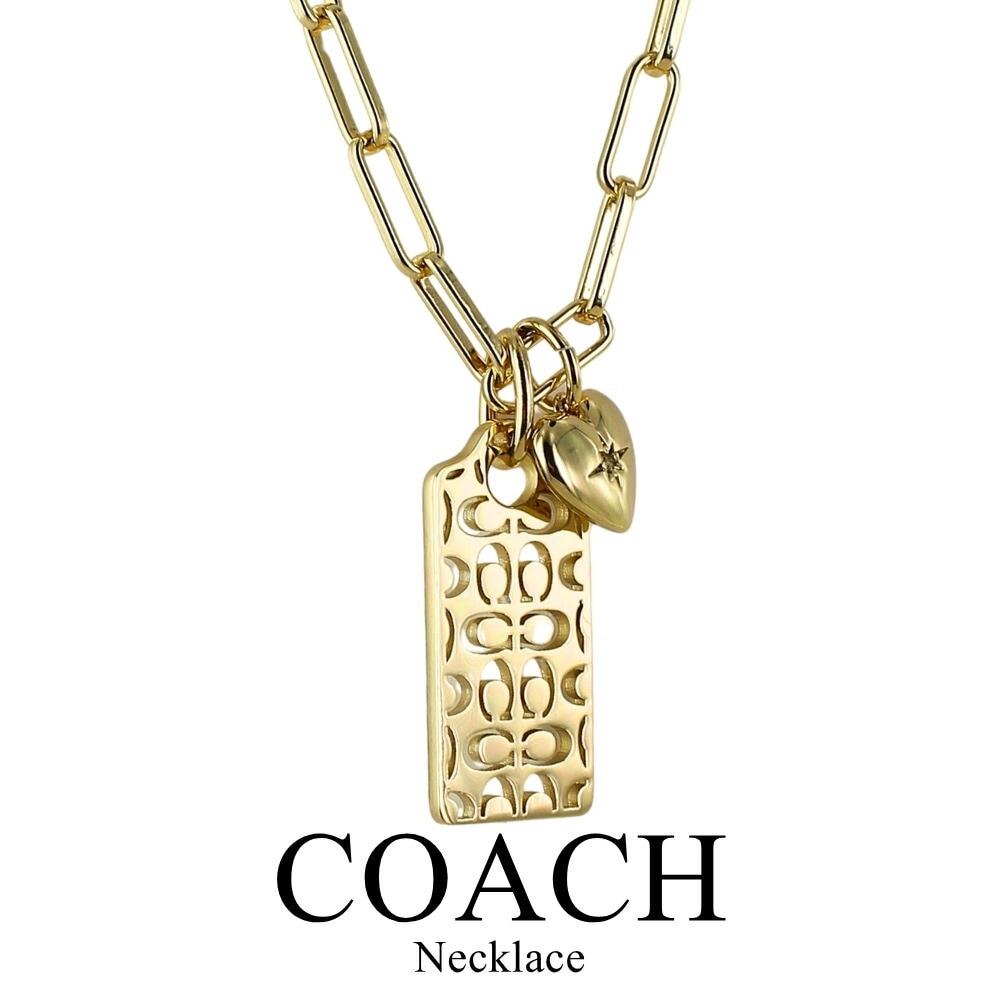 コーチ ネックレス レディース ゴールド COACH Cロゴ ハート チャーム シグネチャー ブランドアクセサリー プレゼント ギフト 女性 誕生日 記念日 517775GLD710 成人 卒業 入学