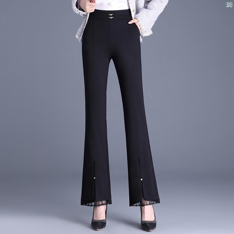 レディース　ファッション　オシャレ　シンプル ベルボトムパンツ 春秋 ドレープ ハイウエスト スリム カジュアル マイクロフレア パンツ小 パンツ