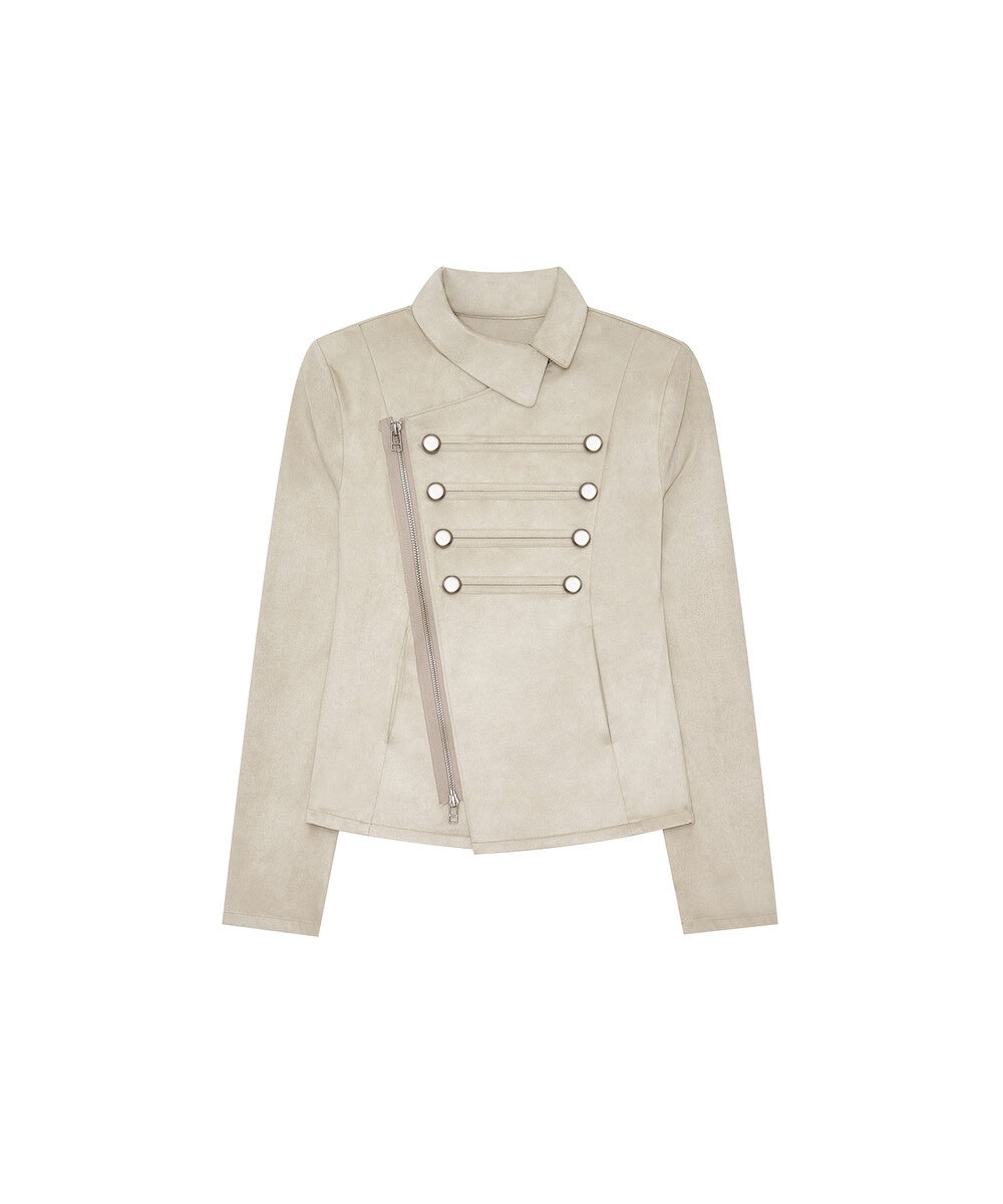 【KASHIKO】26SS ASYMMETRIC NAPOLEON JACKET : LIGHT GRAY