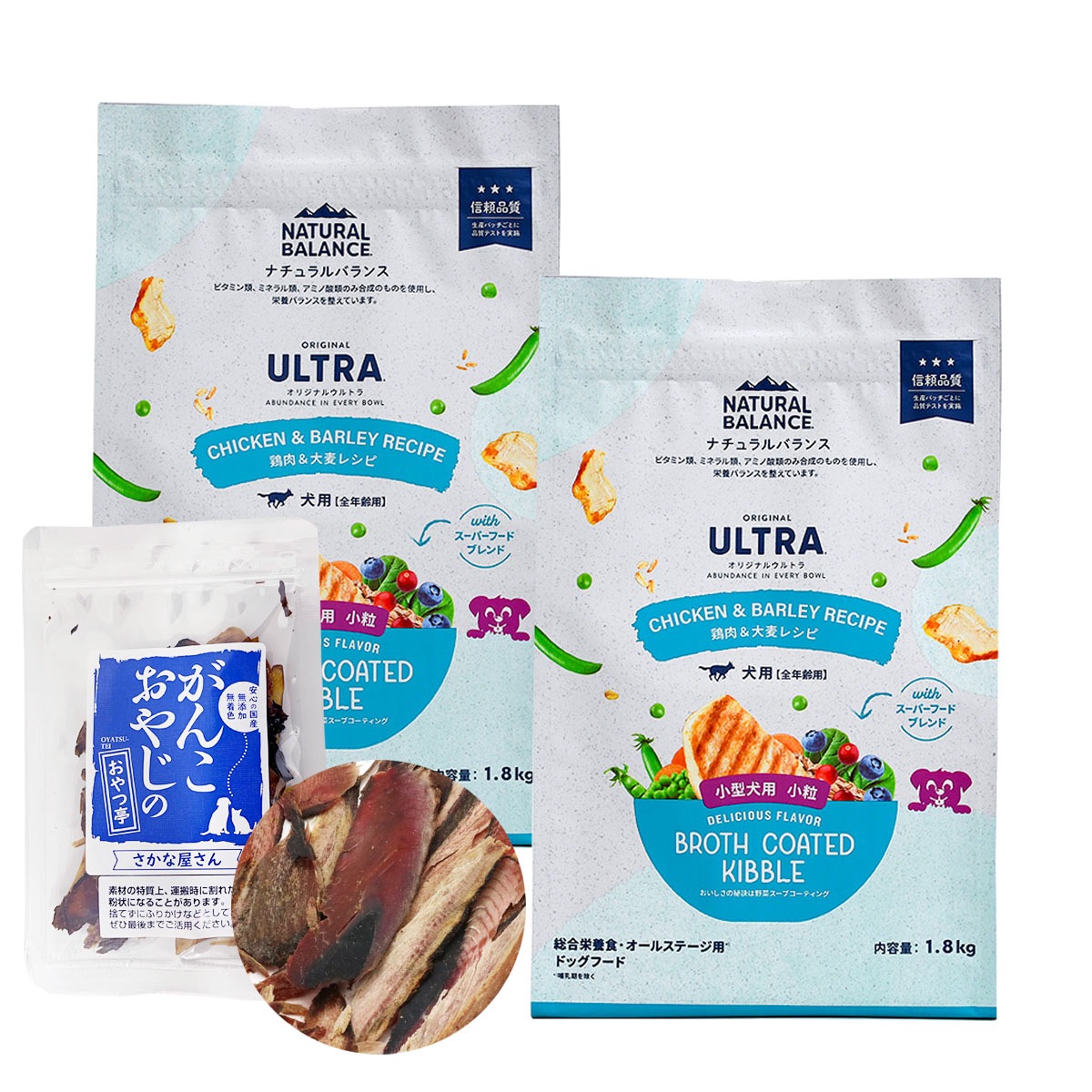 オリジナルウルトラ 犬用 全年齢用 鶏肉&大麦 小粒1.8kg×2袋【お試し国産お魚厚削り15g付き】