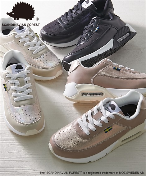 ローカットスニーカー スカンジナビアンフォレスト　レースアップスニーカー 低反発中敷