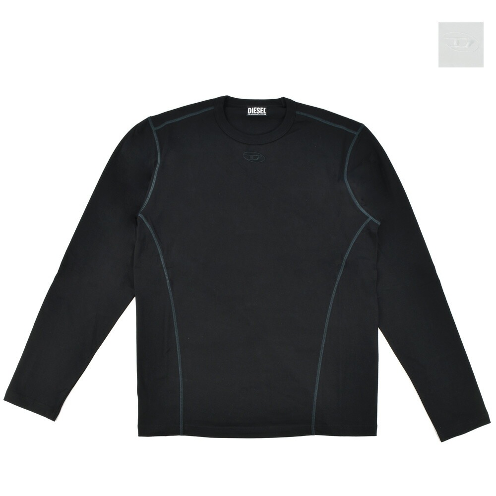 ディーゼル ロンT メンズ カットソー Tシャツ 長袖 クルーネック バックプリント 黒 白 DIESEL T-JUNKAMAGLIETTA[a03721pati]