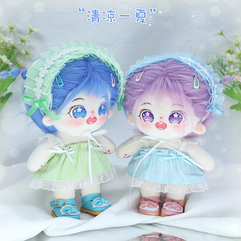 着せ替え人形 本体 20cm ぬいぐるみ 無属性 20cm ぬいぐるみ服 洋服 ブルーヘアー韓国 コットンドール 綿人形 ミニ洋服 日常服人形 韓国ファッション アイドル衣装 キャラクター ドール
