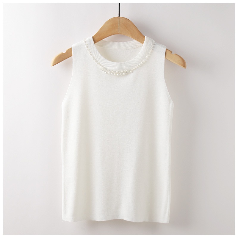 【人気沸騰】トップス ノースリーブ 白トップス ビーズ キャミソール ビジュー スタイルアップ 袖なし 襟なし かわいい 大人可愛い 大人女子 メンズライク ラブリー キュート ガーリー 存在感 クール【3日間限定価格】