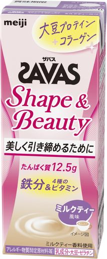 SAVAS(ザバス) シェイプ&ビューティ ミルクティー風味 200ml×24本 明治 ソイプロテイン