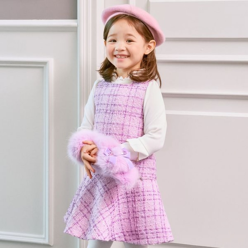 ゲスキッズ ファーネック脱着ワンピース (G39DAO010-T)