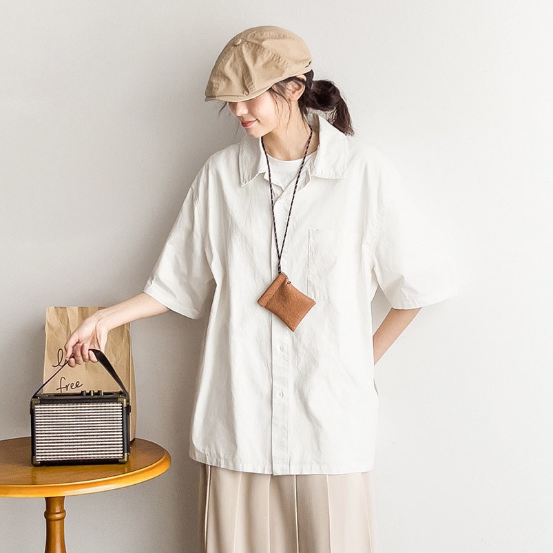 レトロ 白 シャツ レディース アウター 春夏 薄手 シャツ 学生 ゆったり 半袖 トップス レディース おしゃれ710