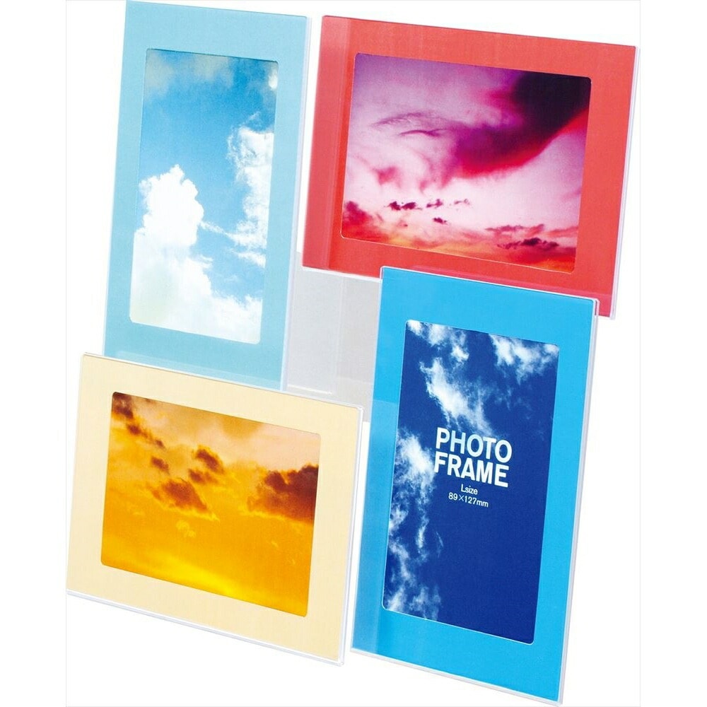 （まとめ買い）樹脂製クリアフォトフレーム KG4面 フ-TP-211-4W [x3]