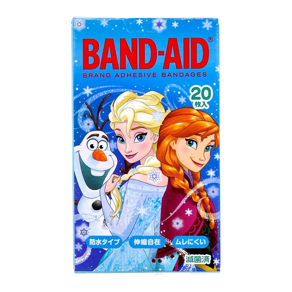 救急絆創膏 バンドエイド アナと雪の女王 防水タイプ 滅菌済 ジュニアサイズ 20枚入り X10箱