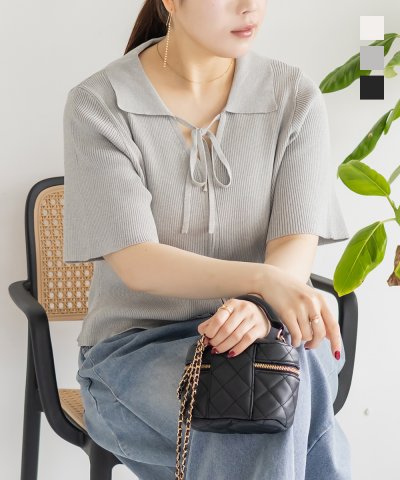 大きいサイズ レディース LL 3L 4L XL XXL XXXL CLETTEオリジナル襟付きダブルジップリブニット