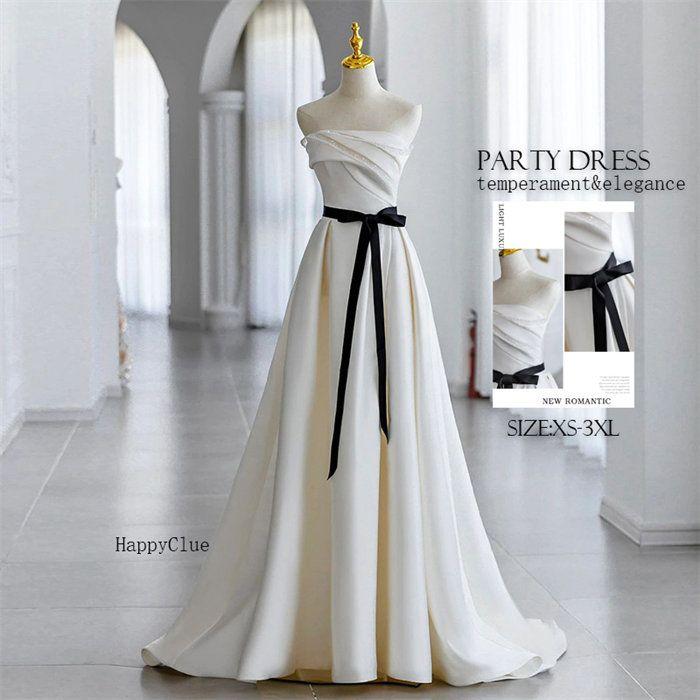 ウェディングドレス 白 エンパイア ビスチェ 花嫁 二次会 パーティードレス 結婚式 ワンピース ドレス ブライダル レディース 姫系 プリンセス ロングドレス コ