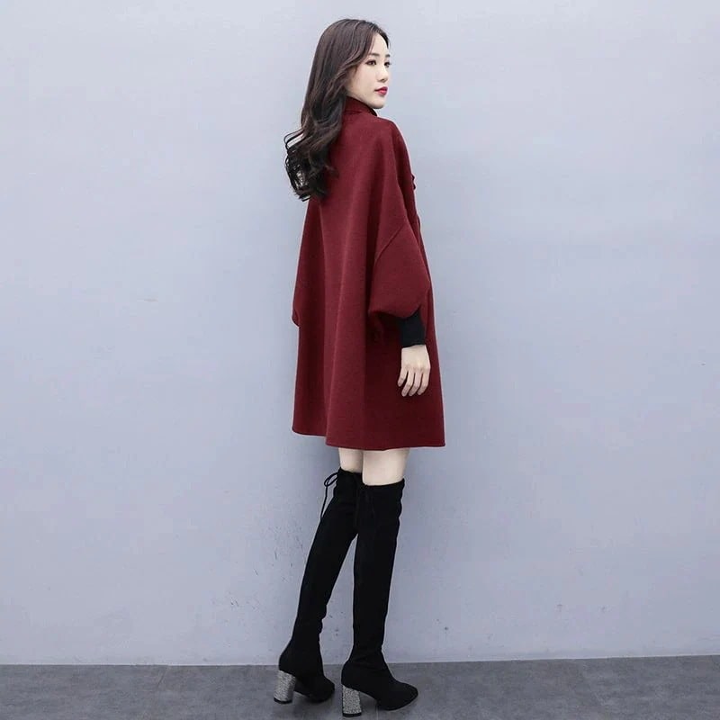 マントラシャコート女性春秋厚くスタイリッシュな雰囲気韓国版ドルマンスリーブミディアム丈トップスブーム 9,208円