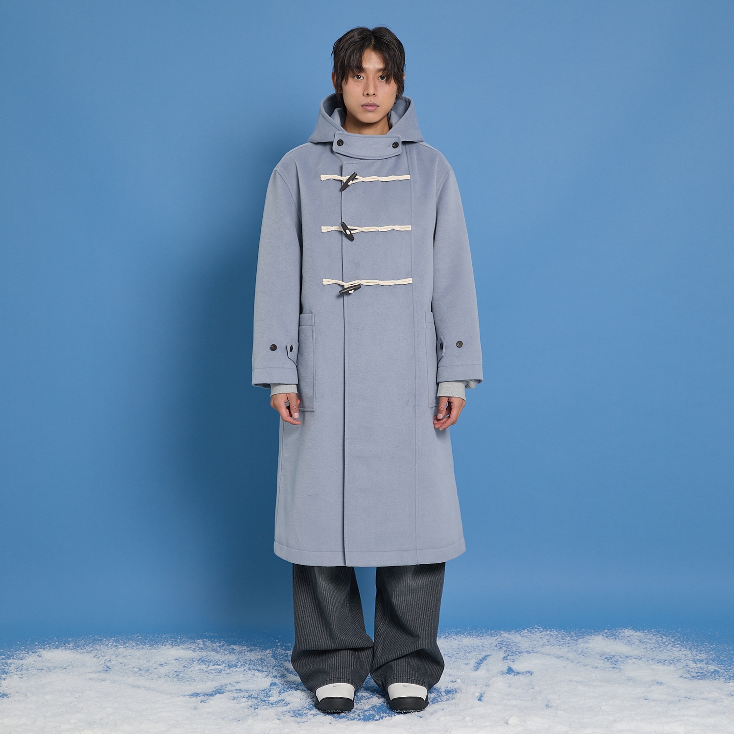 Overfit Duffle Long Coat SKYBLUE