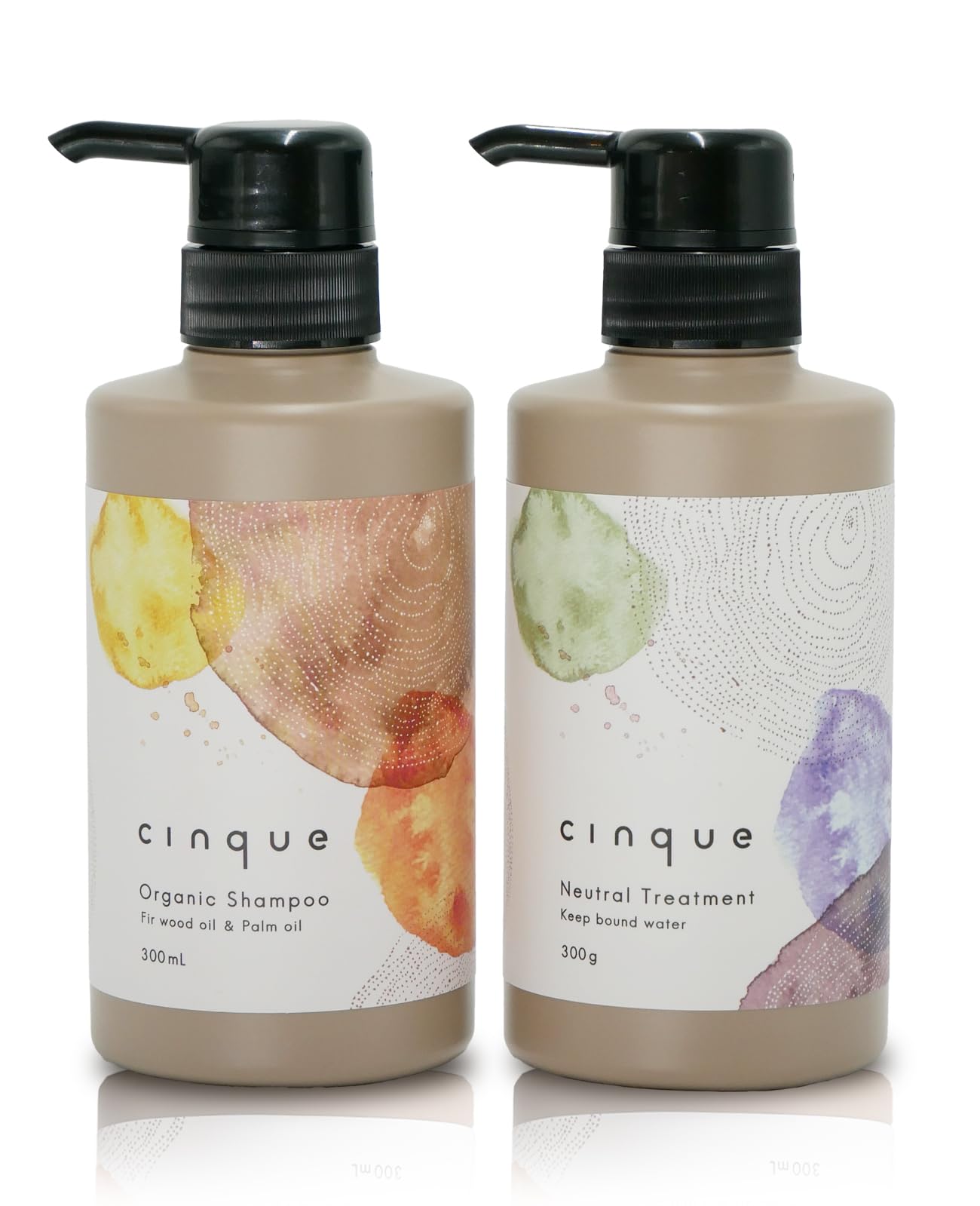 cinque (サンク) オーガニック シャンプー& ニュートラル トリートメントセット【自然由来の成分】 髪が育つ頭皮環境作り 300ml＆300g (シャンプー＆トリートメントセット)