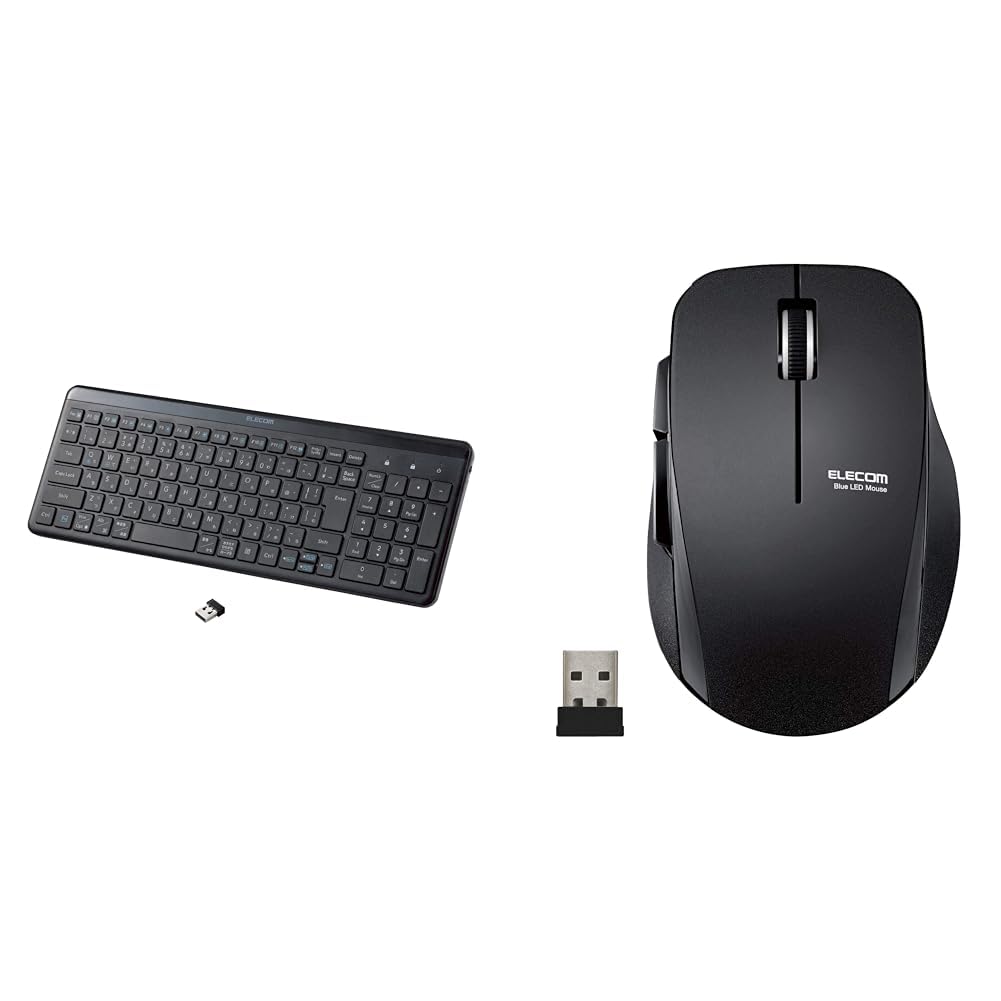 【セット買い】エレコム ワイヤレスキーボード 無線 2.4GHz 静音 テンキー付 薄型コンパクト Windows ChromeOS macOS対応 ブラック TK-QT30DMB 80127