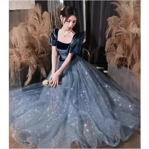 パーティードレス ドレス ワンピース フランスのイブニングドレスのスカート 宴会気質長いハイエンドの結婚式の花嫁介添人ドレスワンピース ドレス ワンピース 秋冬 パーティードレス ロングワンピース ニ