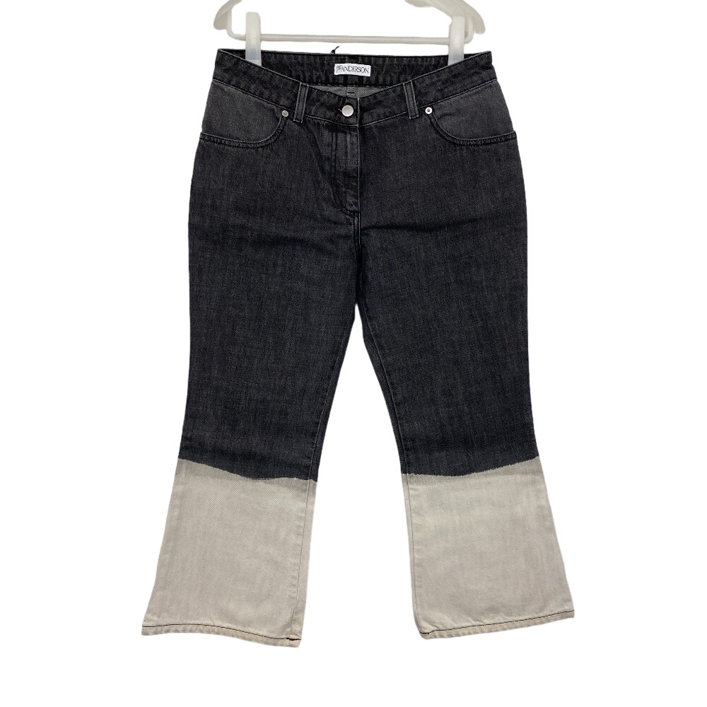 TR0020 PG0255 SKINNY FLARED JEANS バイカラー デニム デニムパンツ ブラック レディース ブランド