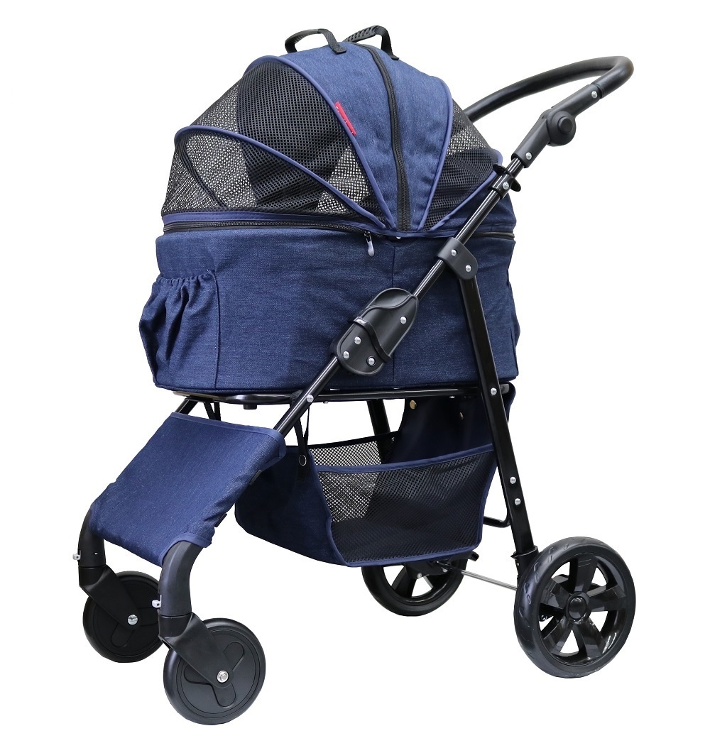 COCO HEART ココハート　4輪ペットカート　甘えん坊バギー『ミディアム』デニム ワインレッド