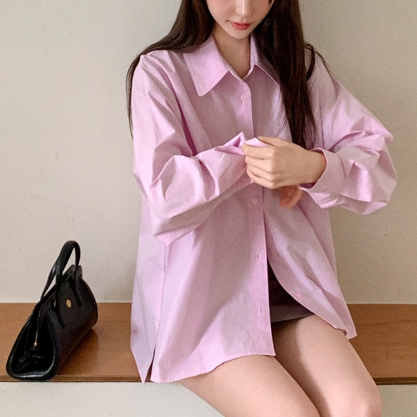 （トーンアップカラー／季節の変わり目デイリー必須アイテム／ゆったりフィット）ベイブン ルーズフィット ベーシックシャツ bs8417