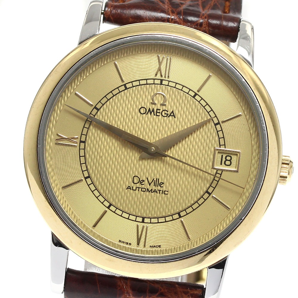 オメガ OMEGA 7704.11.01 デビル クラシック YGベゼル デイト 自動巻き メンズ 保証書付き_883210【中古】