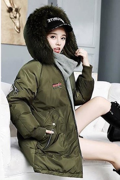 5232.ファーフード付きダウンコート（カーキ）2019 春夏 sale 春夏 sale アウター ジャケット 美ライン おしゃれ きれいめ オフィス ビジネス お出かけ パーティー 女子会 普段使い