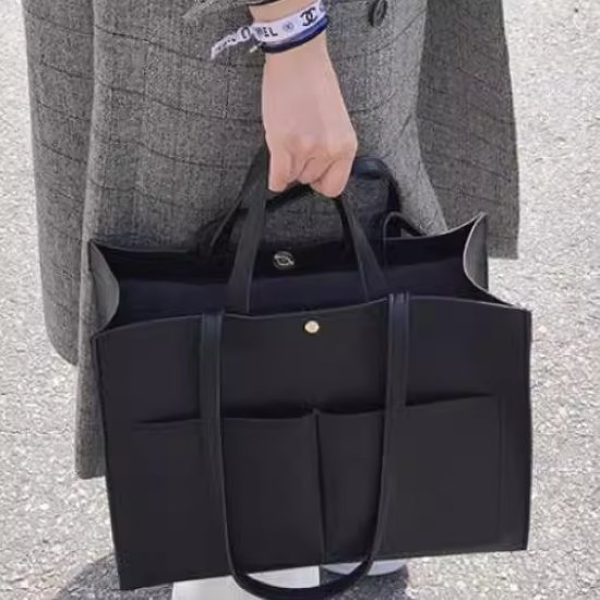 トートバッグ レディース バッグ 鞄 かばん ハンドバッグ スクエアバッグ 大容量 外ポケット 通勤通学 オフィス OL A4 ショルダーバッグ 肩掛けバッグ シンプル 無地 カジュアル お出かけ