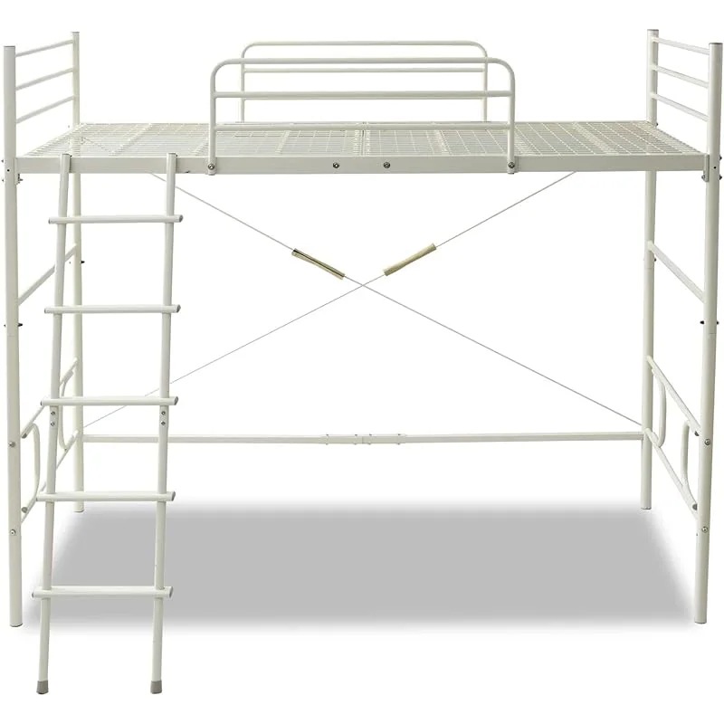 【即納】山善 ロフトベッド 幅98×奥行204×高さ181(ミドル時89)cm シングル 2way ミドルタイプにも 頑丈 空間活用 組立品 アイボリー BLB-1420(IV)