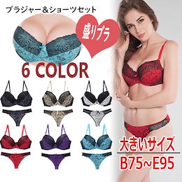 NEW💖2019新作超特価早割中💖【大きいサイズ】盛りブラ 脇肉すっきり✨【送料無料】B75~E95まで!大きいサイズのブラジャー&ショーツ レディース ブラセット ブラショーツ