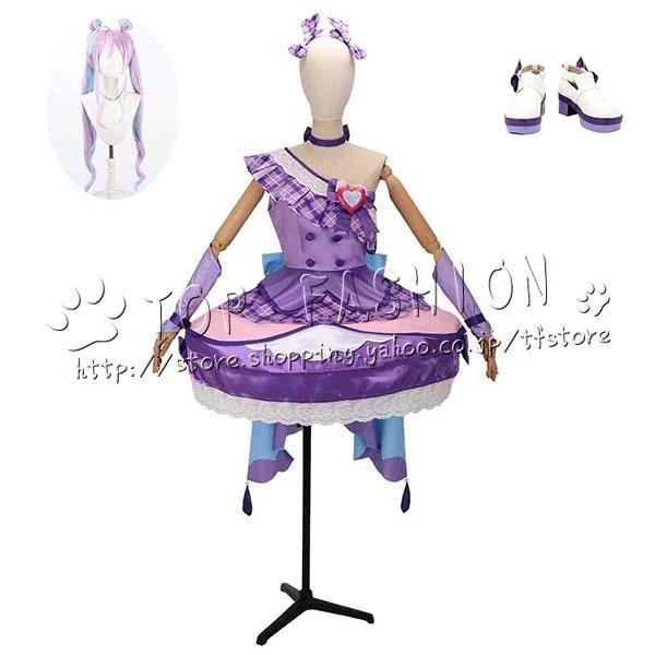 【工場直売 品質保証】キミとアイドルプリキュア 風 紫雨こころ キュアキュンキュン Cure Kyun Kyun 変身後 コスプレ衣装 ウィッグ 靴 cosplay コスチューム ハロウィン クリスマ