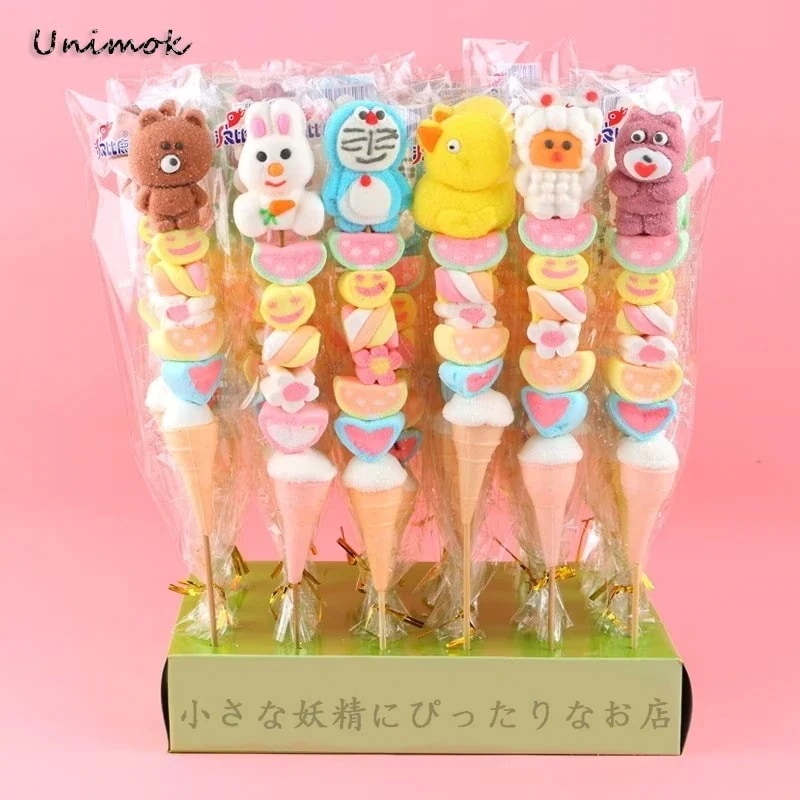 【超お得1つ買うと10個もらえる】1036PCS 漫画の長い棒のロリポップ動物の形のデザートの串の綿のひょうたんの綿の串の子供のキャンデー