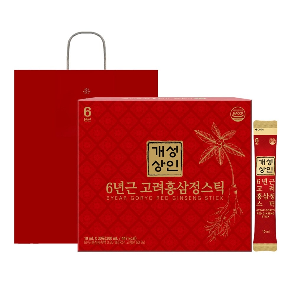 個性商人6年根高麗紅参精スティック+ショッピングバッグ10mmlx30p 300ml1個