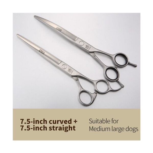 Fenice 6.5 / 7.0 / 7.5 / 8.0ペットグルーミングはさみセット犬の毛の切断 7.5curved7.5cut