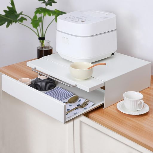 TYDLE 【レンジ下スライドテーブル+引き出し】 キッチン家電下引き出し キッチンラック 2段 レンジ台 レンジラック 約横45×奥行37×高さ13.5CM キッチン収納 レンジ下収納 トースター台 7,845円