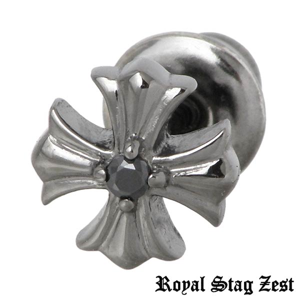 ロイヤルスタッグゼスト Royal Stag クロス シルバー ピアス CZ スタッド 1個売り 片耳