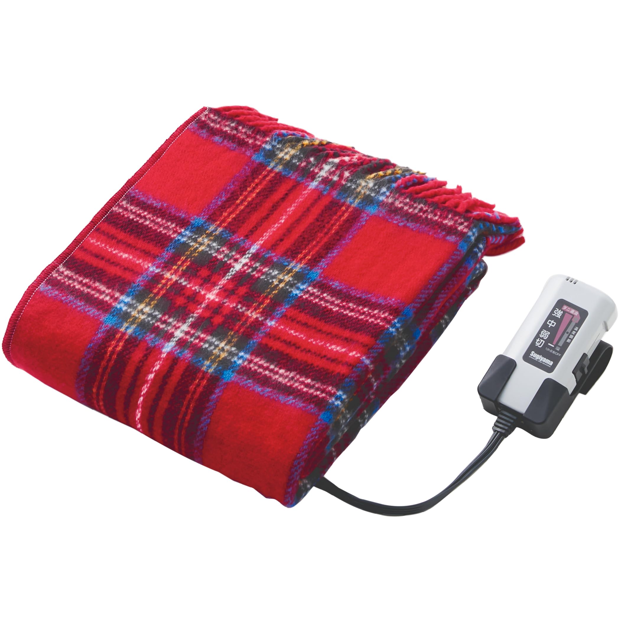 Sugiyama 洗える 電気ひざ掛け 日本製 レギュラーサイズ 82×140 コントローラーホルダー付き 12時間自動オフタイマー SSW22H22(RD) レッド