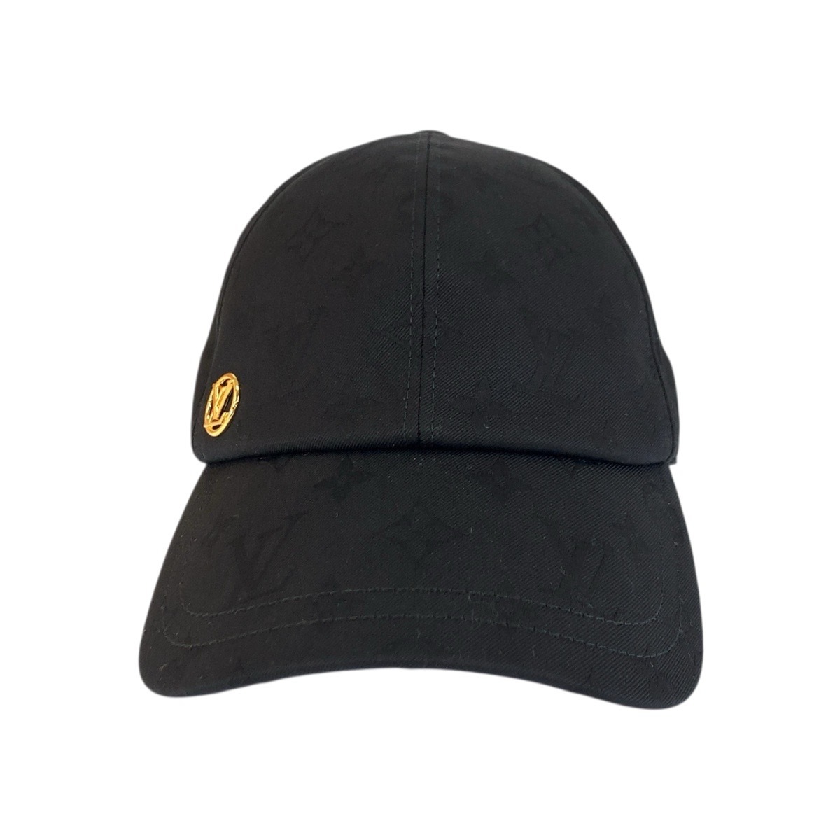 美品 マイン フリーサイズ ブラック 黒 ゴールド金具 コットン M7929M キャップ 帽子 メンズ 506845