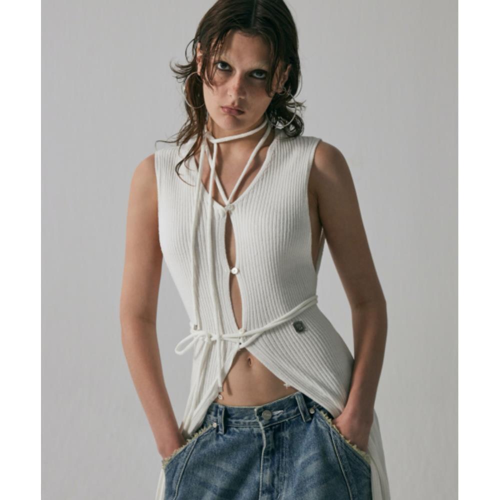 TREEMINGBIRD 2way Strap Sleeveless Knit White TMB242KT