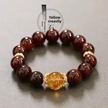天然牛血レッドアルマンダインガーネットシングルサークルブレスレット高級感覚ギフトガールフレンドや親友へ