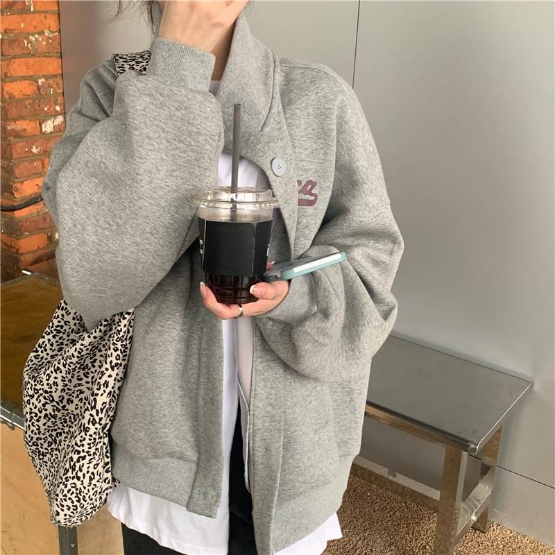 2色 アウター ジャケット ブルゾン レディース おしゃれ 大人可愛い グレー ネイビー 長袖 フリーサイズ ガーリー 大きめ オーバーサイズ カジュアル 大人かわいい こなれ感 インスタ映え アイテ