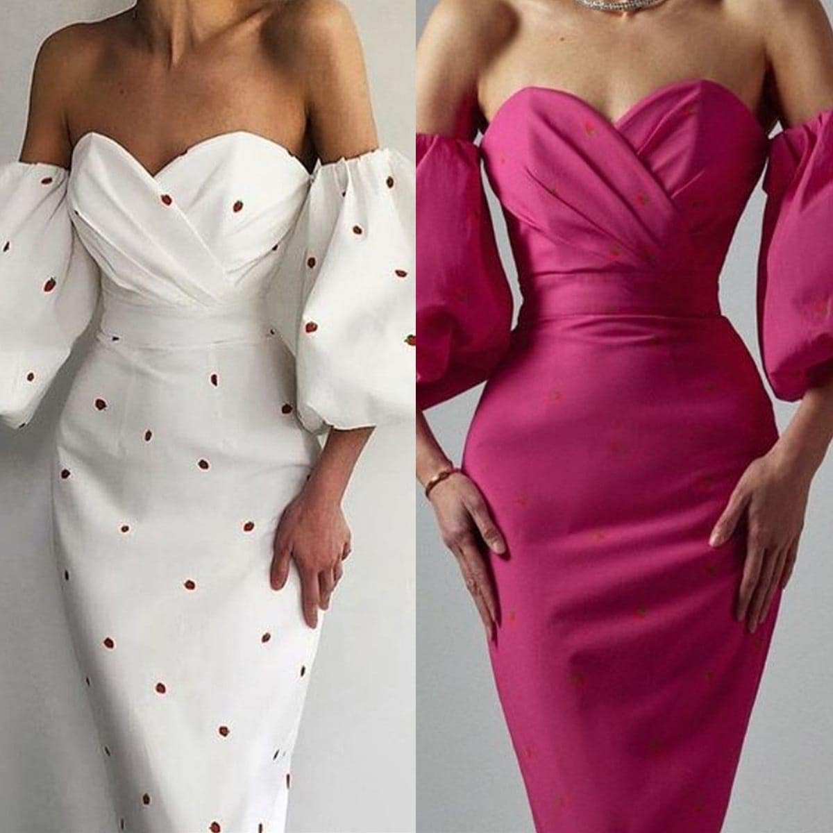 ドレス二次会　演奏会　発表会　バブル袖ストラップレスブラタイトスカートワンピースワンピースレディースドレスワンピース結婚式ドレスサテンレース