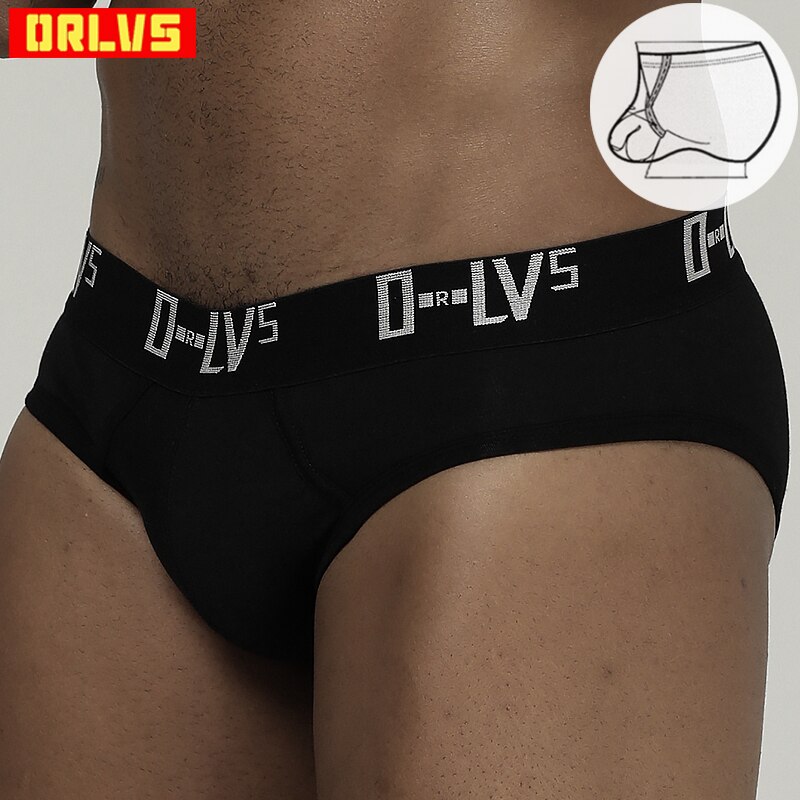 Orlvs-男性用のセクシーな通気性のある綿の下着,快適な下着,ブリーフ,ポーチ