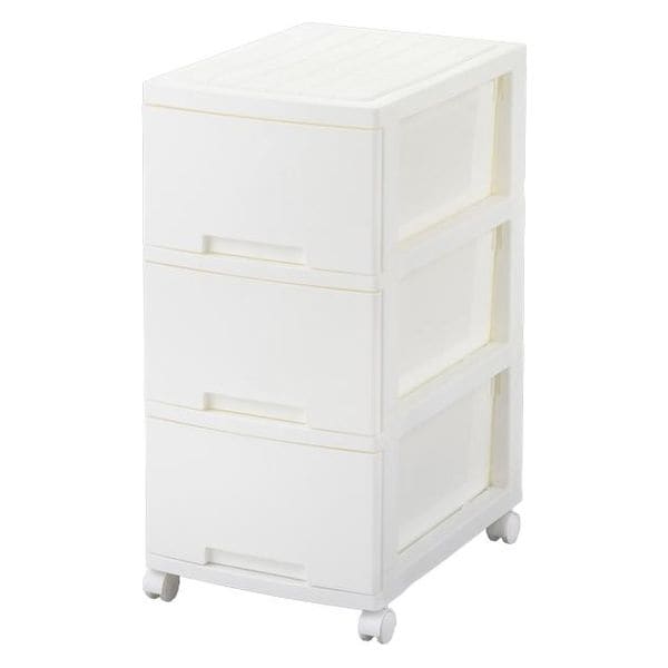 【3個セット】ニューライフスリム収納ﾎﾞｯｸｽ3段ホワイト　ｷｬｽﾀｰ付　幅340　奥行470　高さ695（ｍｍ）