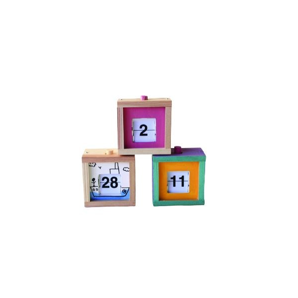 （まとめ） キューブシリーズ 手動カレンダー [x3セット]